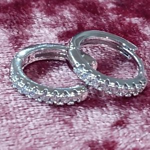 925 sterling silver and cubic zirconia hoop earrings